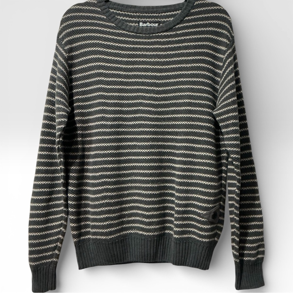 Barbour Men’s Grey Stripe Crewneck Sweater